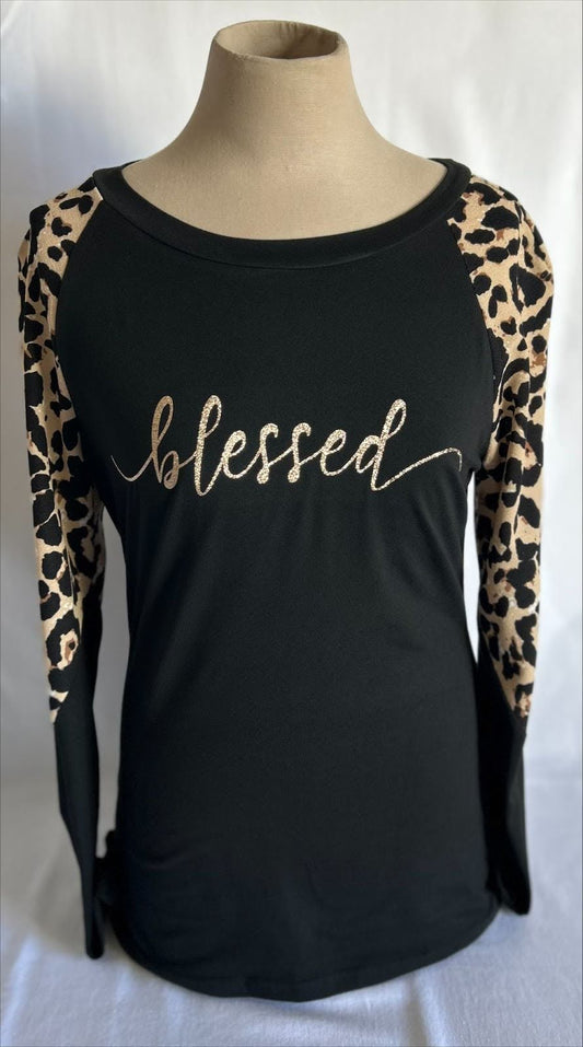 Blessed - Long Sleeve Shirt, Cheetah Print