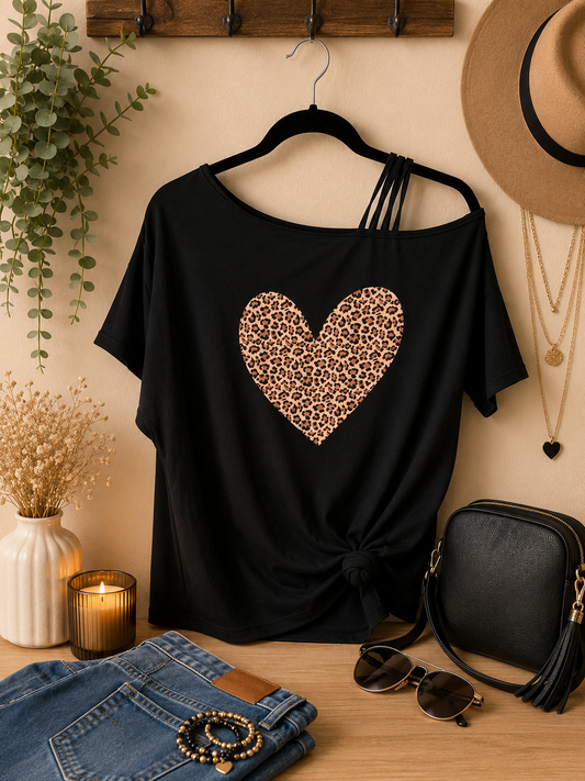 Cheetah heart-off the shoulder